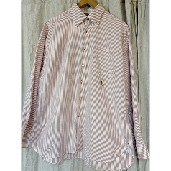Tommy Hilfiger Other - Tommy Hilfiger Mens Red‎ White Striped Button Down Shirt Crest Logo Large L